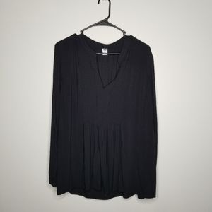 Old Navy Black Long Sleeve Bib Blouse